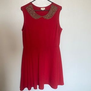 Red Dress with Beaded Collar